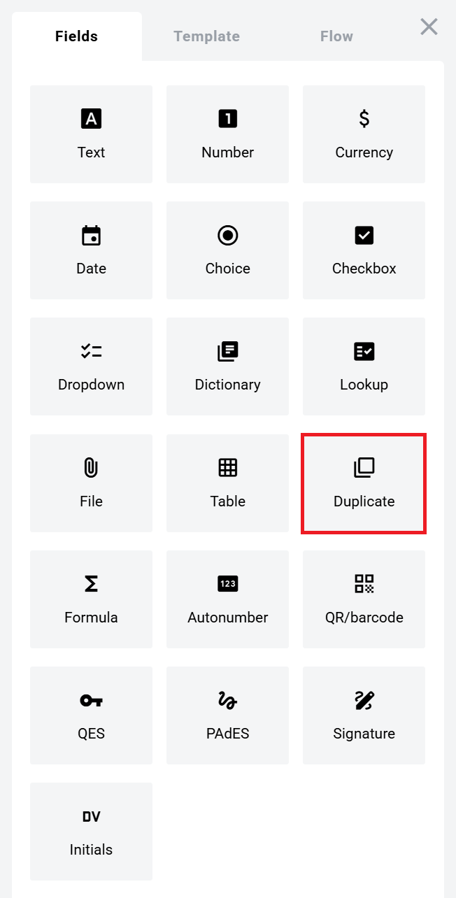Duplicate field in the Fields panel