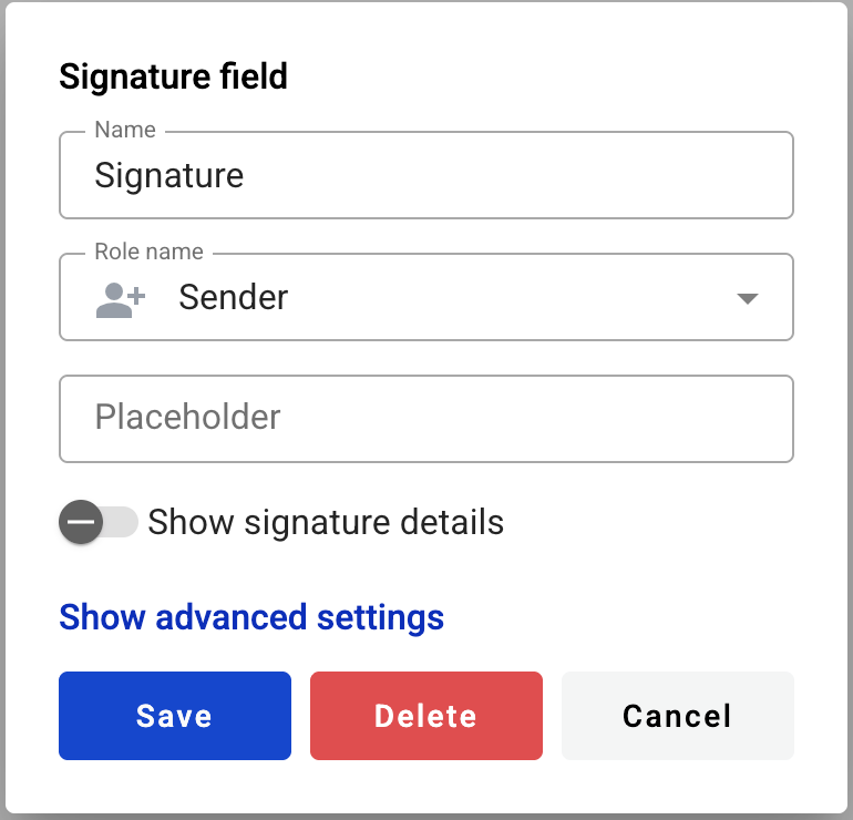 Editing a signature field