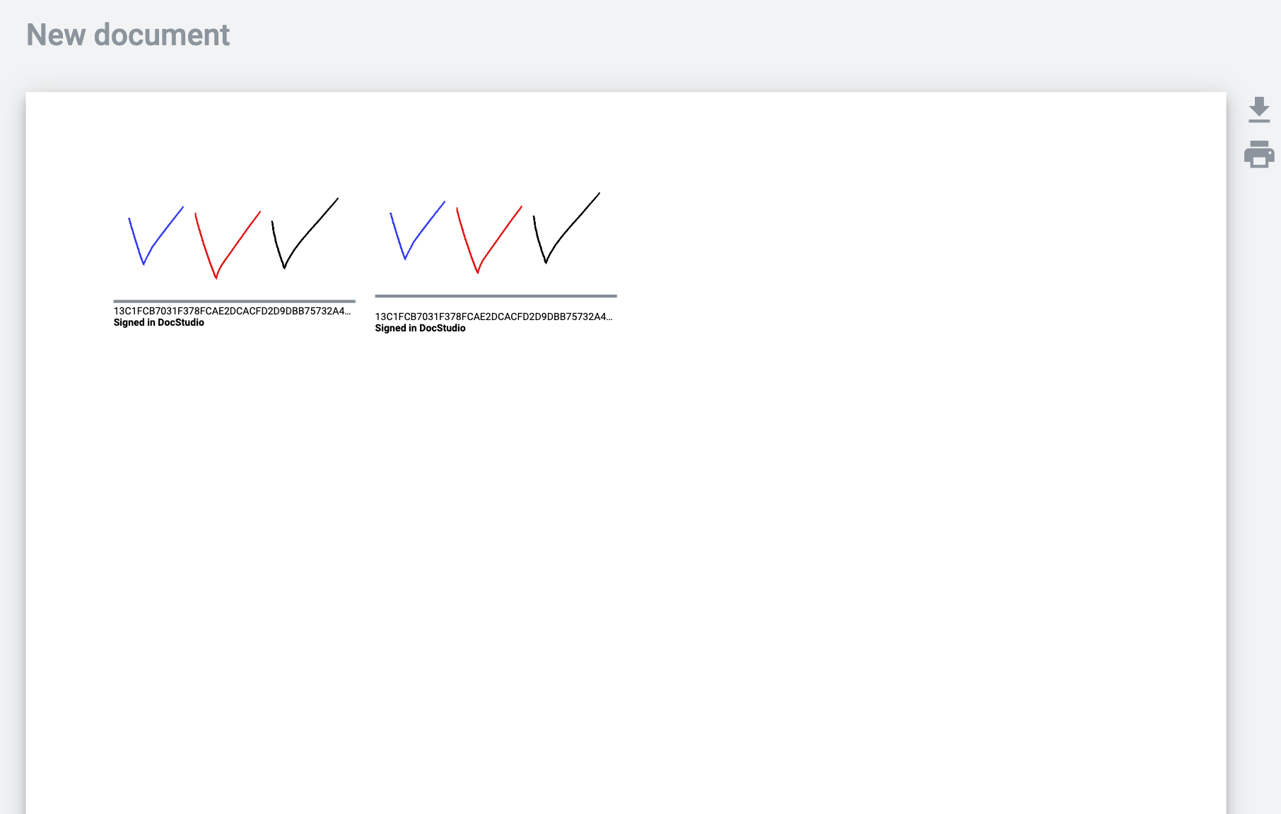 Signature field in an envelope