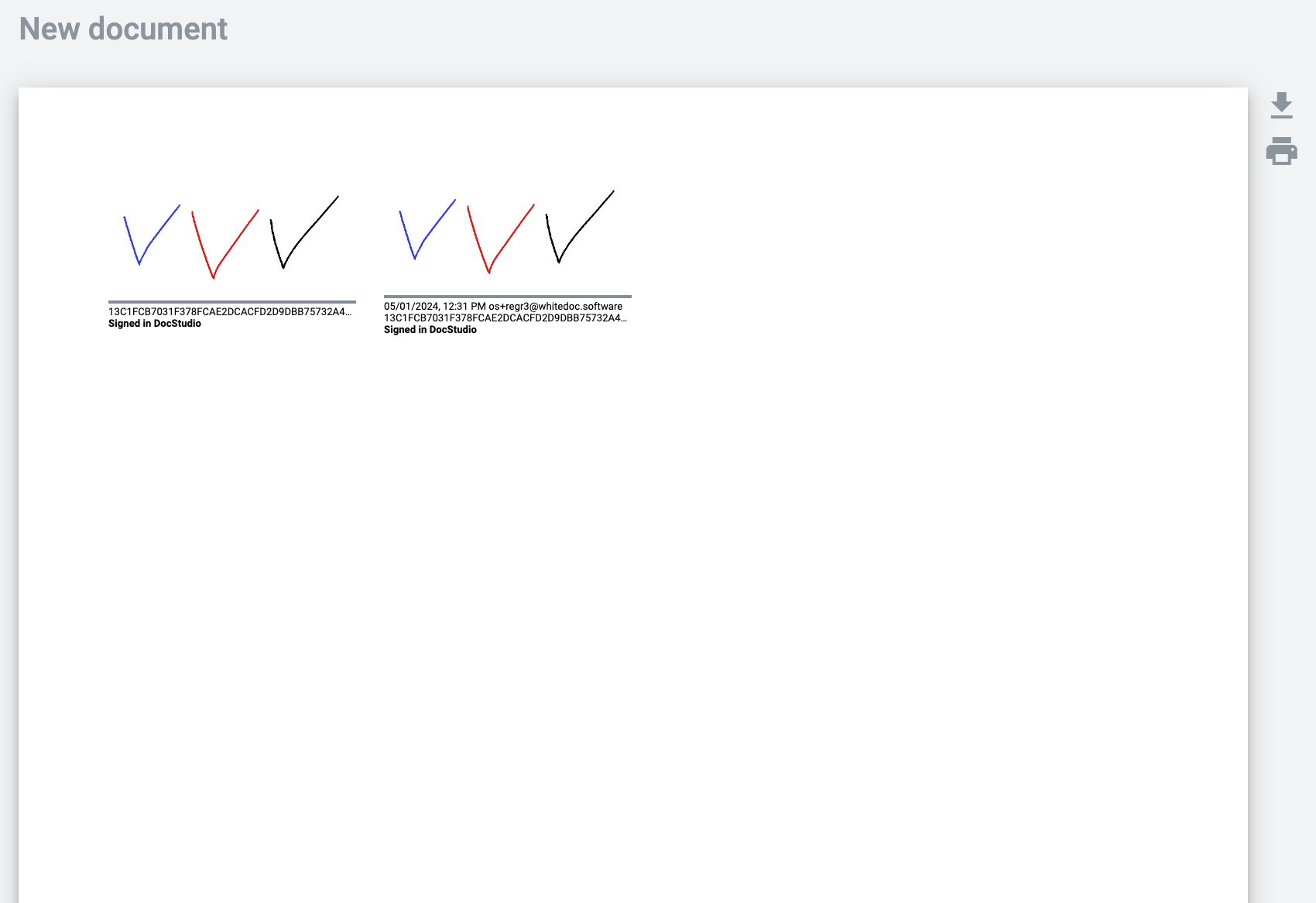 Signature details after sending the envelope