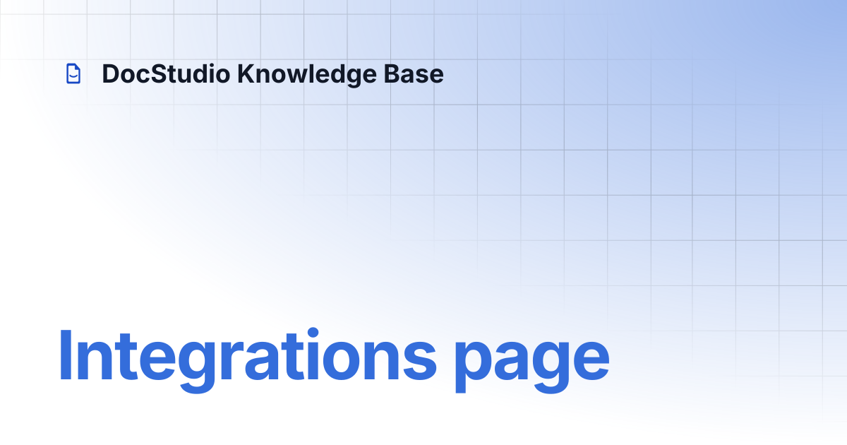 Integrations page | DocStudio Knowledge Base