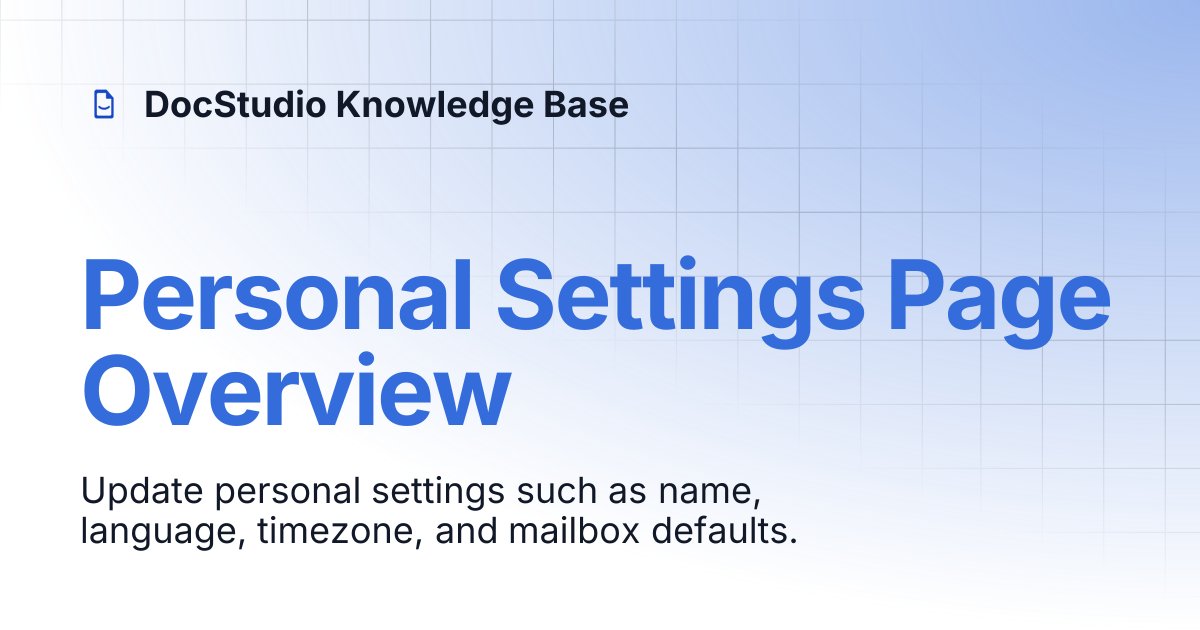 Personal Settings Page Overview | DocStudio Knowledge Base