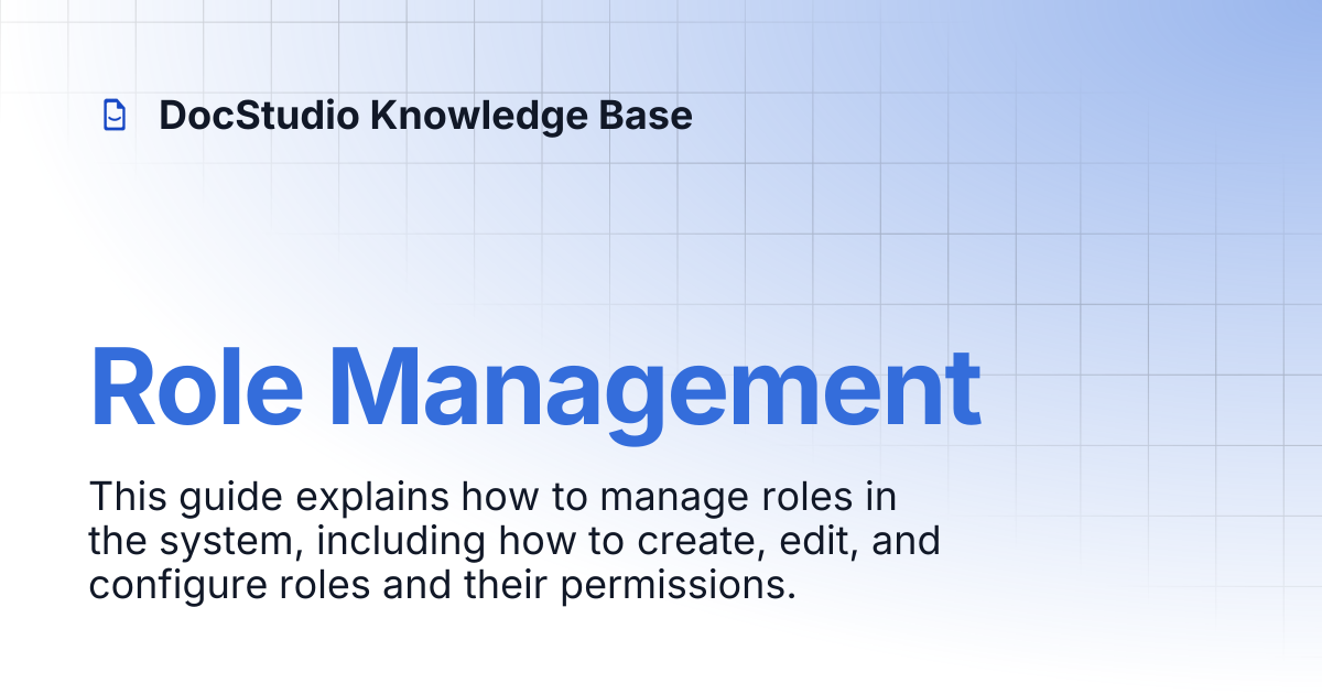 Role Management | DocStudio Knowledge Base