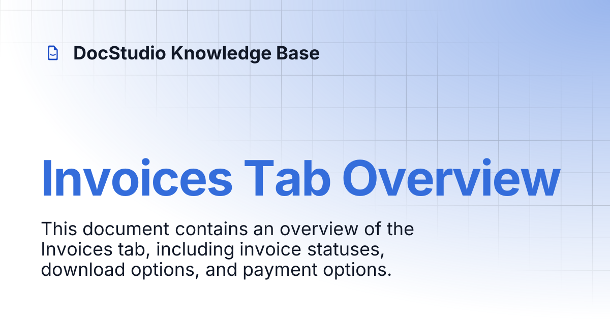 Invoices Tab Overview | DocStudio Knowledge Base