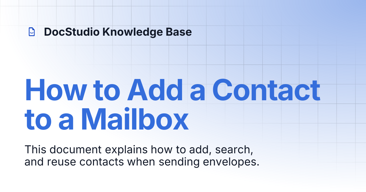 How to Add a Contact to a Mailbox | DocStudio Knowledge Base