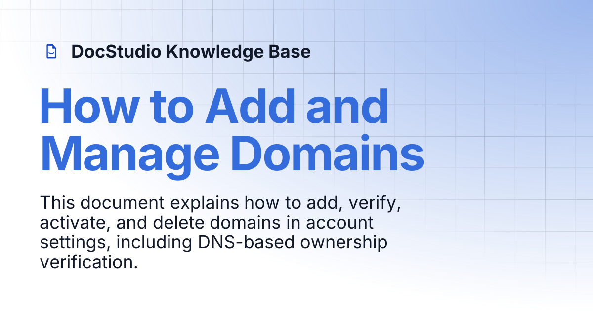 How to Add and Manage Domains | DocStudio Knowledge Base