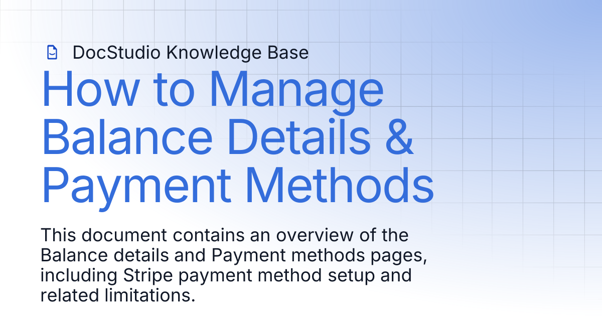 How to Manage Balance Details & Payment Methods | DocStudio Knowledge Base