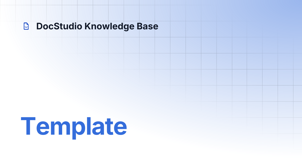 Template | DocStudio Knowledge Base