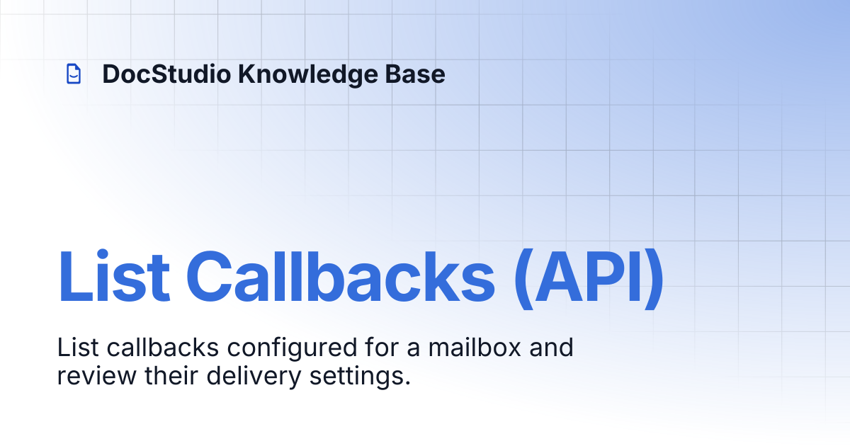 List Callbacks (API) | DocStudio Knowledge Base