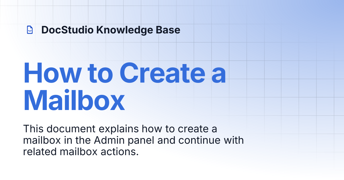 How to Create a Mailbox | DocStudio Knowledge Base